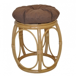 Ratanová taburetka široká medová polstr hnědý melír