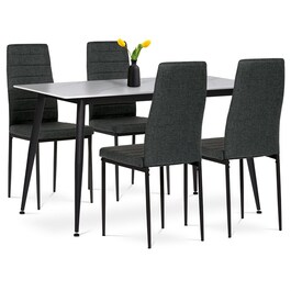 Jídelní set s 4 židlemi, 130x70x76cm, keramika, mramor, ASE-1004 BK2