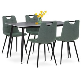 Jídelní set s 4 židlemi, 130x70x76cm, keramika, mramor, ASE-1001 GRN2
