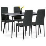 Jídelní set s 4 židlemi, 130x70x76cm mramor, ASE-1003 BK2