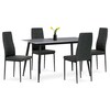 Jídelní set s 4 židlemi, 130x70x76cm mramor, ASE-1003 BK2