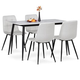 Jídelní set s 4 židlemi, 130x70x76cm, keramika, mramor, ASE-1038 WT2