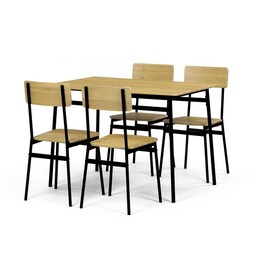 Jídelní set s 4 židlemi, 110x70x76cm, mdf, divoký dub, AUT-O2155 OAK