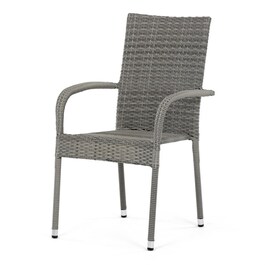 Zahradní židle, kov, polyratan, šedá, AZC-S2114 GREY
