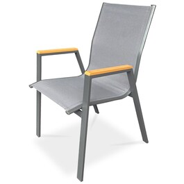 Zahradní židle, kov, síťovina, šedá, AZC-S1050 GREY