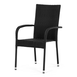 Zahradní židle, kov, polyratan, černá, AZC-S2113 BK