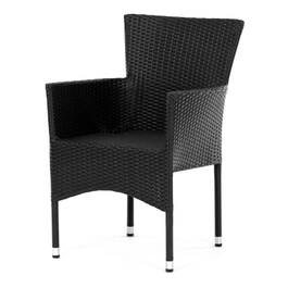 Zahradní židle, kov, polyratan, černá, AZC-S2117 BK