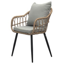 Zahradní židle, kov, polyratan, béžová, AZ-F1406 NAT