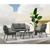 Zahradní sedací souprava, kov, polyratan, šedá, AZ-L1880 GREY