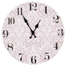 Hodiny nástěnné - pr. 34 cm, MDF, jemný květinový motiv