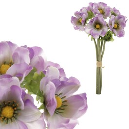Sasanka - umělá kytice, 6 květů, barva světle fialová
