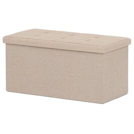 Taburet s úložným prostorem, béžová, látka, TAB-462 CRM2