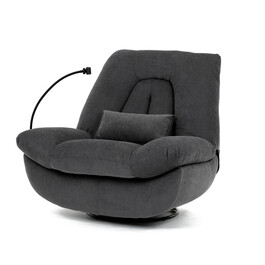 Polohovací křeslo, elektrické zabudované ovládání, šedá, látka, TV-7081 GREY2