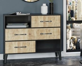 Noční stolek GERY S dub/černá mat