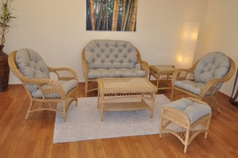 Ratanová sedací souprava Florida medová - polstry tmavě béžový melír