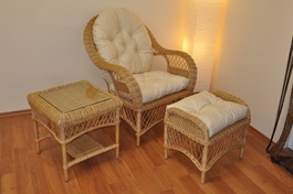 Ratanová sedací souprava Florida pohoda medová - polstry béžový melír