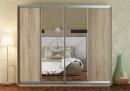 Šatní skříň GAMMA 300/240 dub sonoma/zrcadlo