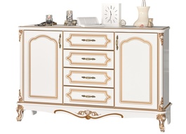BABYLON luxusní komoda, barva bílá/zlatá