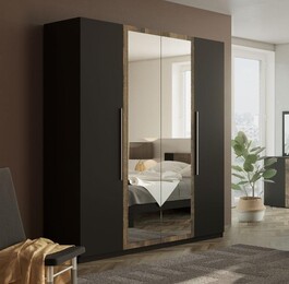 AGADIR šatní skříň 4DZ, antracit/dub grunge colonial