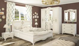 Sestava do ložnice FRANKO bílý mat (postel 160, 2x NS, komoda, skříň, zrcadlo)