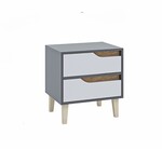 WOOD noční stolek 2S, antracit/bílá/dub Craft zlatý