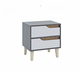 WOOD noční stolek 2S, antracit/bílá/dub Craft zlatý