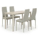 Jídelní set s 4 židlemi, 110x70x75cm travertin, ASE-1039 CRM2