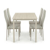 Jídelní set s 4 židlemi, 110x70x75cm travertin, ASE-1039 CRM2