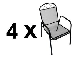 Zahradní kovové křeslo BRUSEL černé (4 ks)