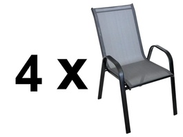 Zahradní kovové křeslo 4 ks DARMA černá/tm. šedá látka