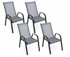 Zahradní kovové křeslo 4 ks DARMA černá/tm. šedá látka