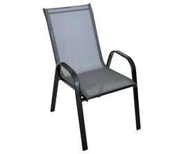 Zahradní kovové křeslo DARMA černá/tm. šedá látka