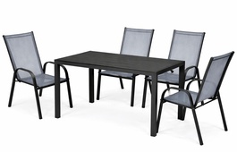 Zahradní sestava BADEN M + 4x DARMA černá/šedá