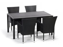 Zahradní sestava BADEN + HAMBURG (1x stůl + 4x křeslo) černá