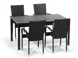 Zahradní sestava BADEN + ESSEN (1x stůl + 4x křeslo) černá