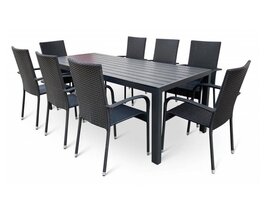 Zahradní sestava BADEN + ESSEN (1x stůl + 8x křeslo) černá