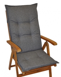 Polstr na teakové zahradní křeslo UNI excelent vysoké - látka voděodolná šedá Duo