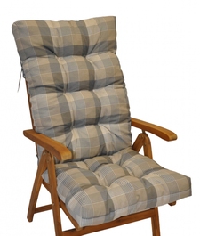 Polstr na teakové zahradní křeslo vysoké - látka UNIKO šedá kostka