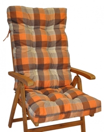Polstr na teakové zahradní křeslo vysoké - látka UNIKO oranžová kostka