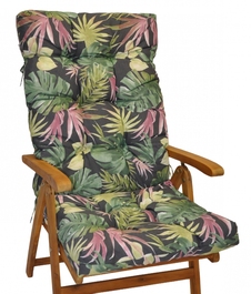 Polstr na teakové zahradní křeslo vysoké - látka UNIKO monstera