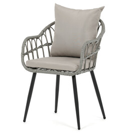 Zahradní židle, kov, polyratan, šedá, AZ-F1406 GREY