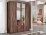 M-STYLE čtyřdveřová šatní skříň se zrcadlem, dub Livorno