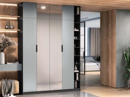 SAM šatní skříň se zrcadlem, antracit / šedá láva