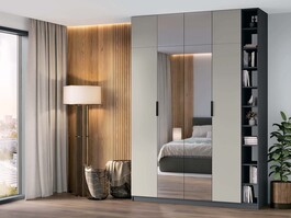 SAM šatní skříň se zrcadlem, antracit / kašmír