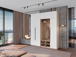 LINE ELEGANT D vysoká předsíňová stěna, nymphaea alba / dub Raya