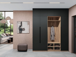 LINE ELEGANT D vysoká předsíňová stěna, antracit / dub Apalačský