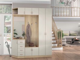 GALATEA M předsíňová stěna se zrcadlem, kašmír / dub Sonoma