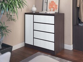 DRESSER 11 šuplíková komoda, bílá / wenge