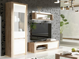 Obývací sestava LABRO dub ribbeck/bílá lesk