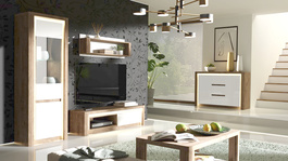 Obývací sestava LABRO dub ribbeck/bílá lesk